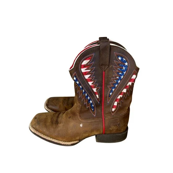 Ariat Kids Quickdraw VentTEK Patriotic American Flag Western Boots Size 4 - Picture 10 of 10